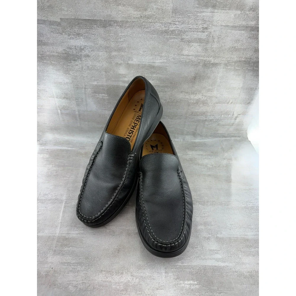Mephisto Air-Relax Men Black Pebbled Leather Moc Toe Loafers Size US 9